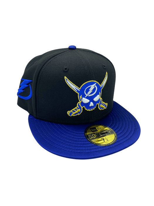 Adult Tampa Bay Lightning New Era Black/Blue Skull Custom Side Patch 59FIFTY Fitted Hat - Men's