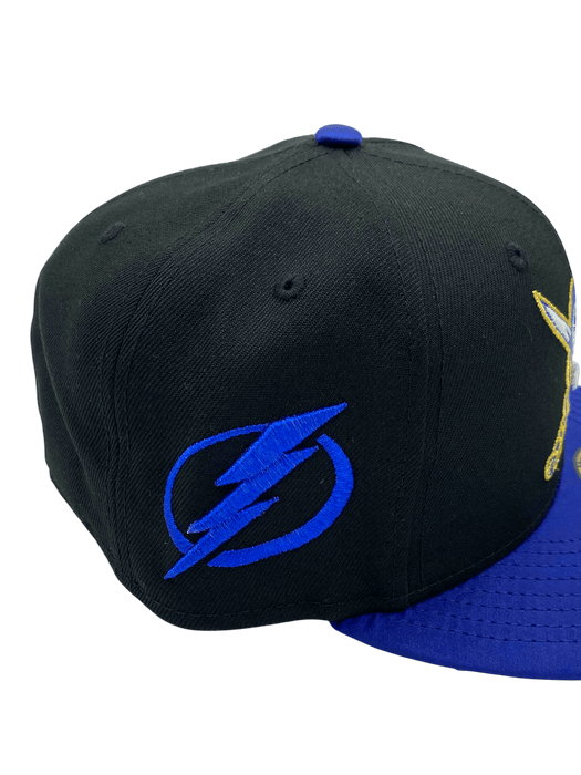 Adult Tampa Bay Lightning New Era Black/Blue Skull Custom Side Patch 59FIFTY Fitted Hat - Men's