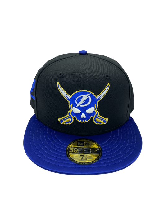 Adult Tampa Bay Lightning New Era Black/Blue Skull Custom Side Patch 59FIFTY Fitted Hat - Men's