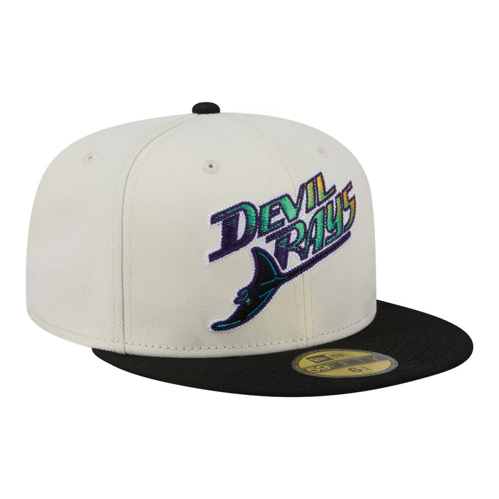 Adult Tampa Bay Rays New Era Chrome 2 Tone Chain Stitch Logo 59FIFTY Fitted Hat - Men's