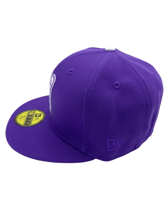 New Era Fitted Hat Adult TCU Horned Frogs New Era Purple Horns Up Custom Side Patch 59FIFTY Fitted Hat - Men's