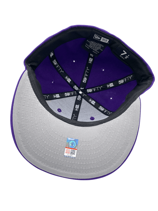 New Era Fitted Hat Adult TCU Horned Frogs New Era Purple Horns Up Custom Side Patch 59FIFTY Fitted Hat - Men's