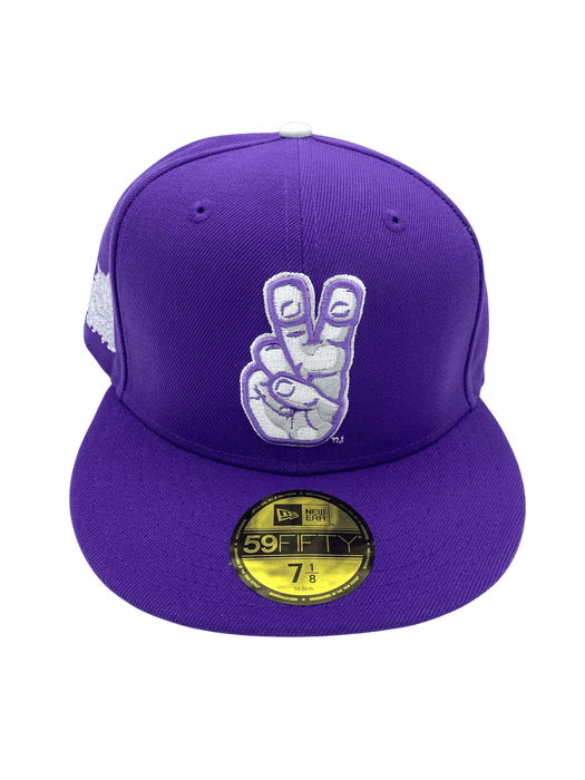 New Era Fitted Hat Adult TCU Horned Frogs New Era Purple Horns Up Custom Side Patch 59FIFTY Fitted Hat - Men's