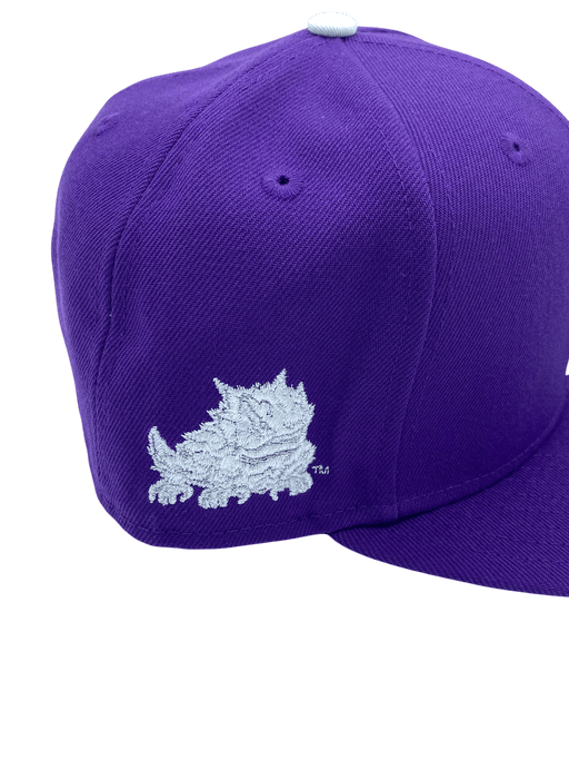 New Era Fitted Hat Adult TCU Horned Frogs New Era Purple Horns Up Custom Side Patch 59FIFTY Fitted Hat - Men's