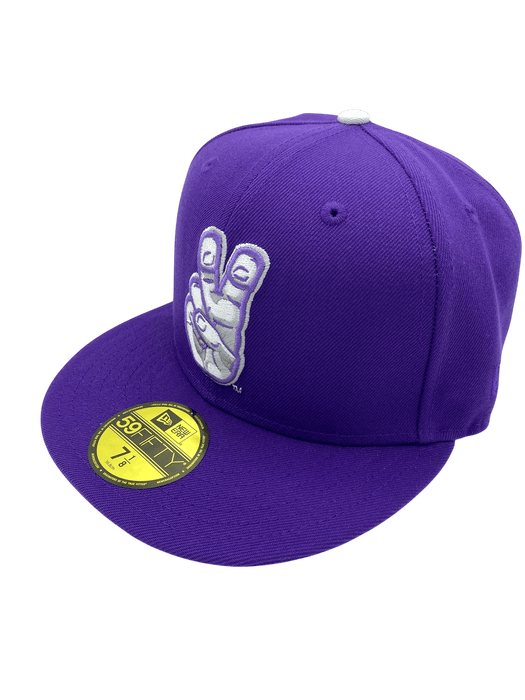 New Era Fitted Hat Adult TCU Horned Frogs New Era Purple Horns Up Custom Side Patch 59FIFTY Fitted Hat - Men's