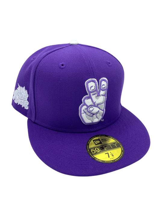 New Era Fitted Hat Adult TCU Horned Frogs New Era Purple Horns Up Custom Side Patch 59FIFTY Fitted Hat - Men's