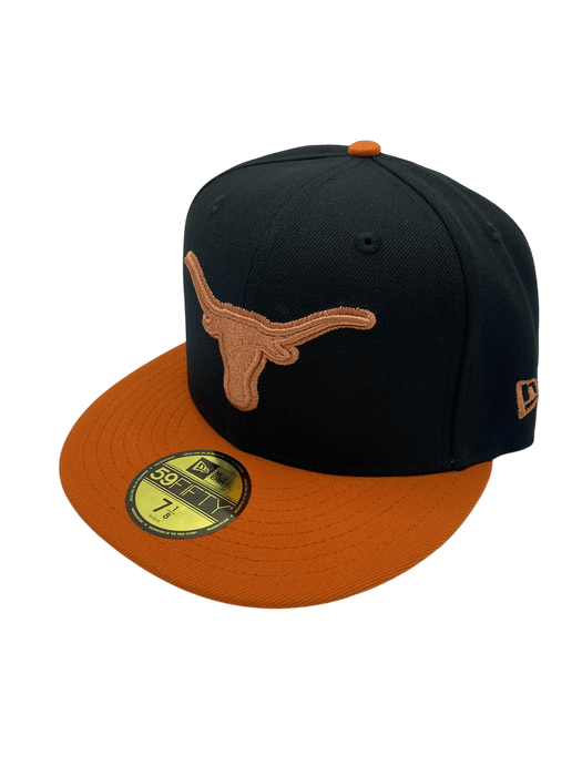 New Era Fitted Hat Adult Texas Longhorns New Era Black Hook Em Custom Side Patch 59FIFTY Fitted Hat - Men's