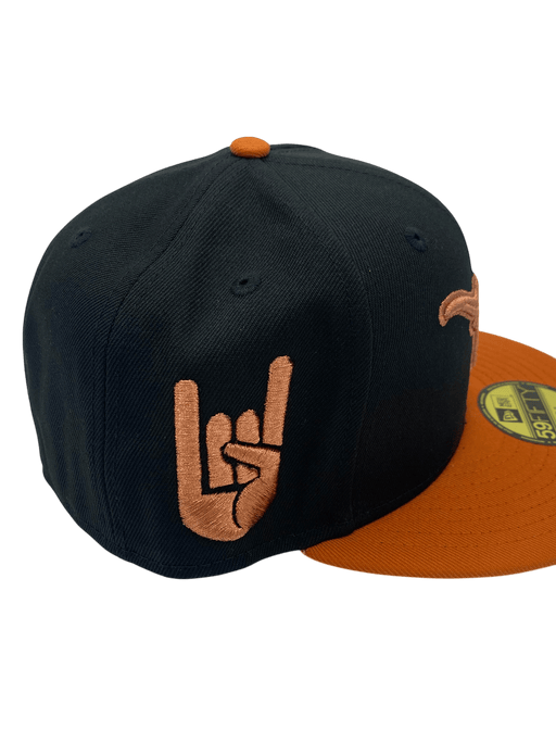 New Era Fitted Hat Adult Texas Longhorns New Era Black Hook Em Custom Side Patch 59FIFTY Fitted Hat - Men's