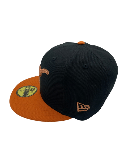 New Era Fitted Hat Adult Texas Longhorns New Era Black Hook Em Custom Side Patch 59FIFTY Fitted Hat - Men's
