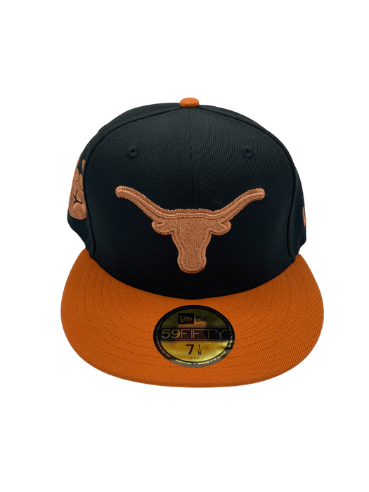 New Era Fitted Hat Adult Texas Longhorns New Era Black Hook Em Custom Side Patch 59FIFTY Fitted Hat - Men's