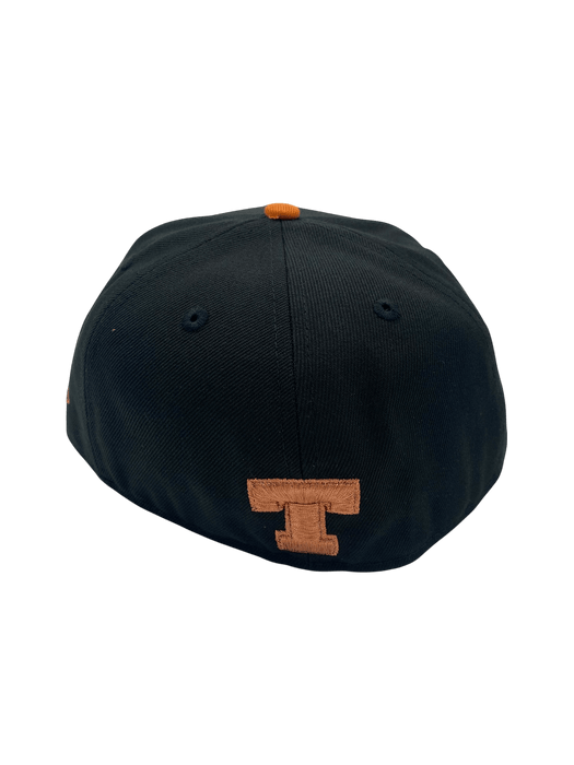 New Era Fitted Hat Adult Texas Longhorns New Era Black Hook Em Custom Side Patch 59FIFTY Fitted Hat - Men's