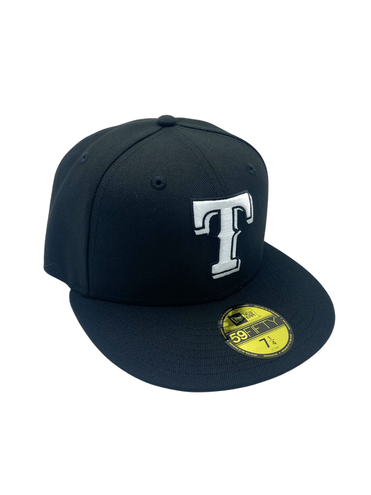 Adult Texas Rangers New Era Black/White Basic 59FIFTY Fitted Hat - Men's