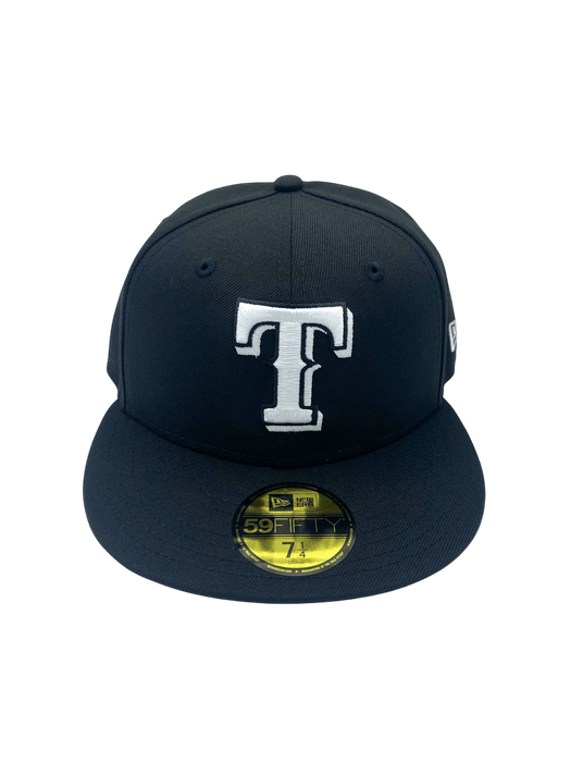 Adult Texas Rangers New Era Black/White Basic 59FIFTY Fitted Hat - Men's