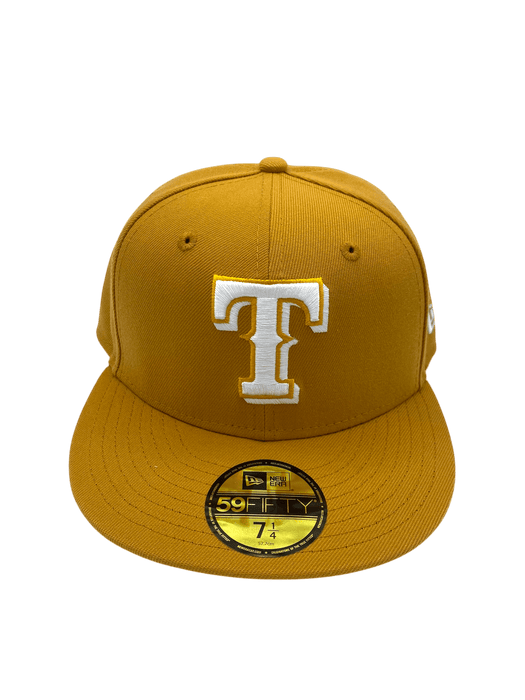 Adult Texas Rangers New Era Tan/White Basic 59FIFTY Fitted Hat - Men's