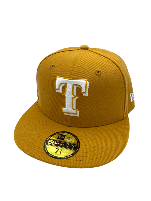 Adult Texas Rangers New Era Tan/White Basic 59FIFTY Fitted Hat - Men's