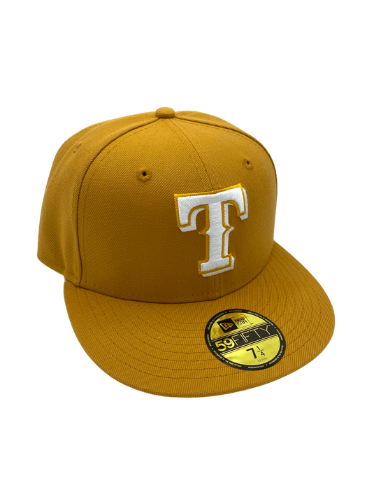 Adult Texas Rangers New Era Tan/White Basic 59FIFTY Fitted Hat - Men's