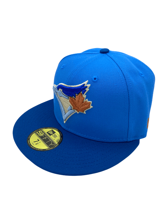 New Era Fitted Hat Adult Toronto Blue Jays New Era Blue Ivory Jays Custom Side Patch 59FIFTY Fitted Hat - Men's