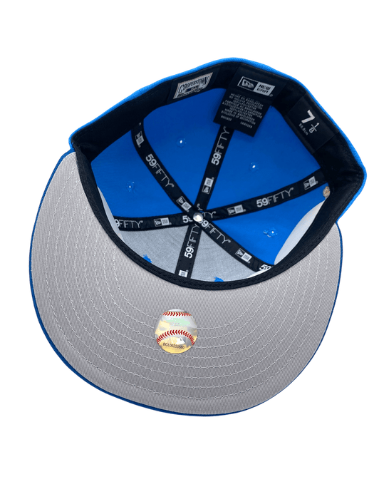 New Era Fitted Hat Adult Toronto Blue Jays New Era Blue Ivory Jays Custom Side Patch 59FIFTY Fitted Hat - Men's
