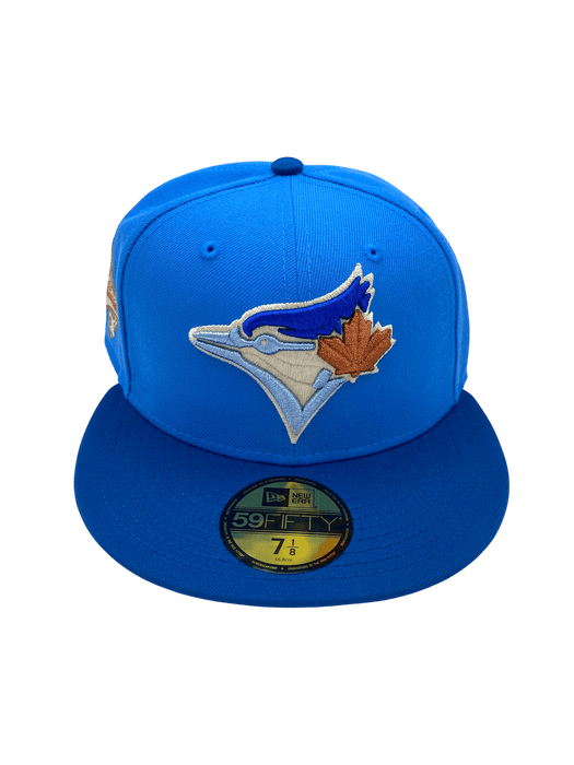 New Era Fitted Hat Adult Toronto Blue Jays New Era Blue Ivory Jays Custom Side Patch 59FIFTY Fitted Hat - Men's