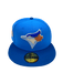 New Era Fitted Hat Adult Toronto Blue Jays New Era Blue Ivory Jays Custom Side Patch 59FIFTY Fitted Hat - Men's
