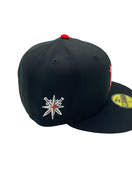 New Era Fitted Hat Adult Vegas Golden Knights New Era Black Vader Custom Side Patch 59FIFTY Fitted Hat - Men's