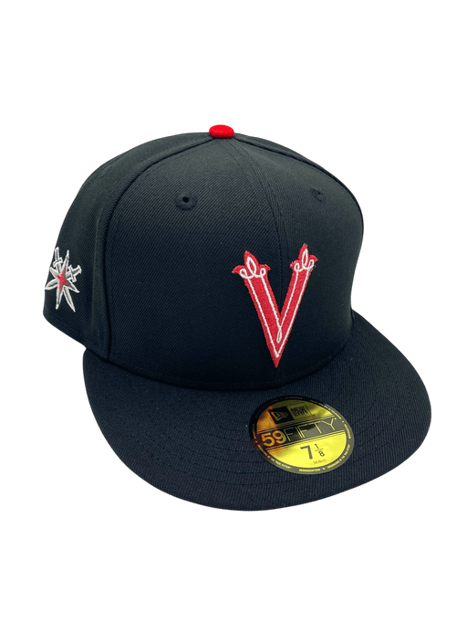 New Era Fitted Hat Adult Vegas Golden Knights New Era Black Vader Custom Side Patch 59FIFTY Fitted Hat - Men's