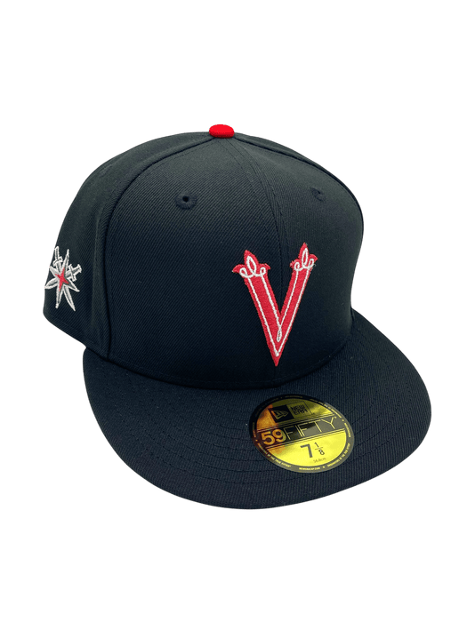 New Era Fitted Hat Adult Vegas Golden Knights New Era Black Vader Custom Side Patch 59FIFTY Fitted Hat - Men's