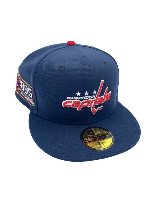 New Era Fitted Hat Adult Washington Capitals New Era Navy Mr. 895 Custom Side Patch 59FIFTY Fitted Hat - Men's