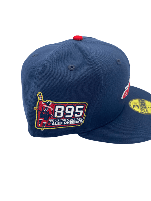 New Era Fitted Hat Adult Washington Capitals New Era Navy Mr. 895 Custom Side Patch 59FIFTY Fitted Hat - Men's
