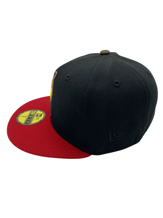 New Era Fitted Hat Adult Worcester Woo Sox New Era Black/Red Custom 59FIFTY Fitted Hat - Men's