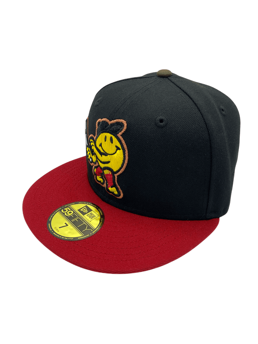 New Era Fitted Hat Adult Worcester Woo Sox New Era Black/Red Custom 59FIFTY Fitted Hat - Men's