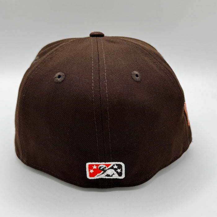 New Era Fitted Hat Adult Worcester Woo Sox New Era Brown Custom 59FIFTY Fitted Hat - Men's