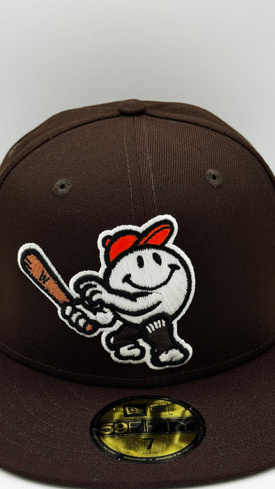 New Era Fitted Hat Adult Worcester Woo Sox New Era Brown Custom 59FIFTY Fitted Hat - Men's