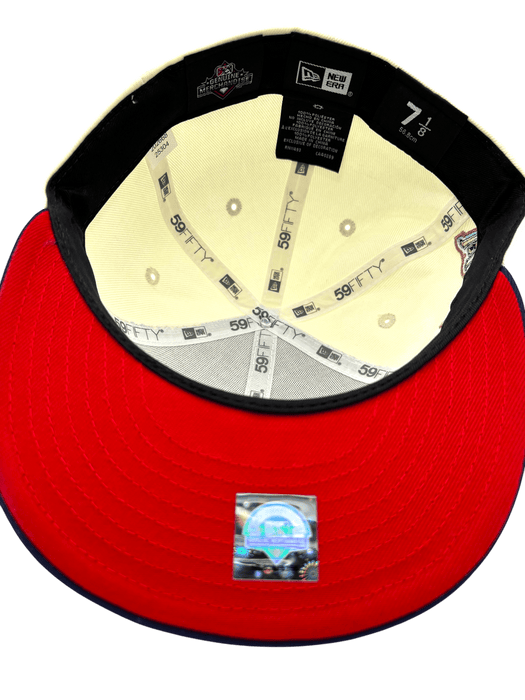 New Era Fitted Hat Adult Worcester Woo Sox New Era Chrome/Navy W Custom 59FIFTY Fitted Hat - Men's