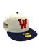 New Era Fitted Hat Adult Worcester Woo Sox New Era Chrome/Navy W Custom 59FIFTY Fitted Hat - Men's