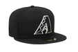 New Era Fitted Hat Arizona Diamondbacks New Era Black and White Collection 59FIFTY Fitted Hat
