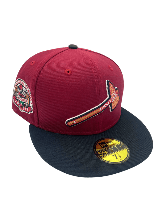 New Era Fitted Hat Atlanta Braves New Era Red Custom Warrior Side Patch 59FIFTY Fitted Hat - Men's