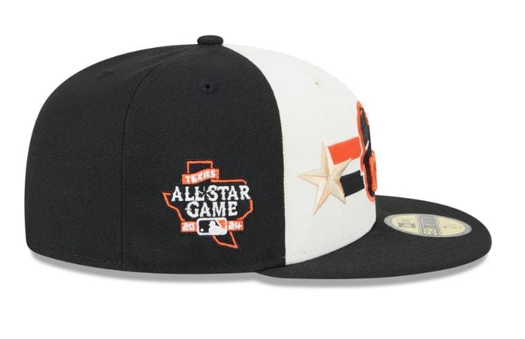New Era Fitted Hat Baltimore Orioles New Era Cream/Black 2024 MLB All Star Game Workout Side Patch 59FIFTY Fitted Hat - Men's