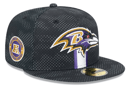 New Era Fitted Hat Baltimore Ravens New Era Black 2024 Sideline 59FIFTY Fitted Hat - Men's