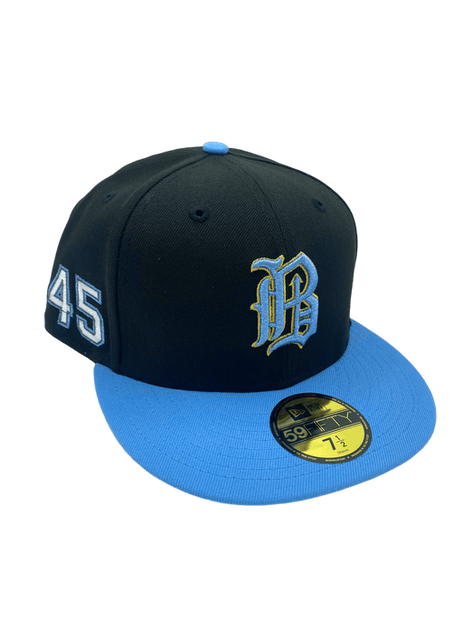 New Era Fitted Hat Birmingham Barons New Era Black/Blue LM Custom Side Patch 59FIFTY Fitted Hat - Men's