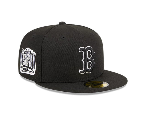 New Era Fitted Hat Boston Red Sox New Era Black and White Side Patch 59FIFTY Fitted Hat - Men's