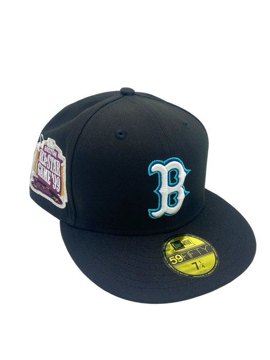 New Era Fitted Hat Boston Red Sox New Era Black MP6 Custom Side Patch 59FIFTY Fitted Hat