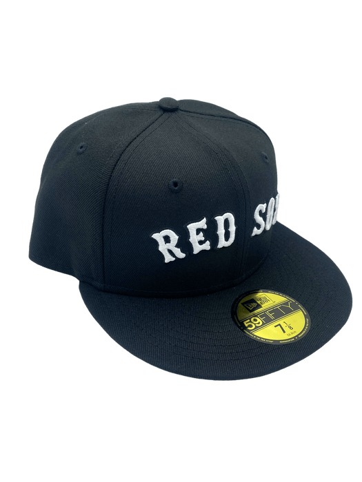 New Era Fitted Hat Boston Red Sox New Era Black/White Scripts 59FIFTY Fitted Hat - Men's