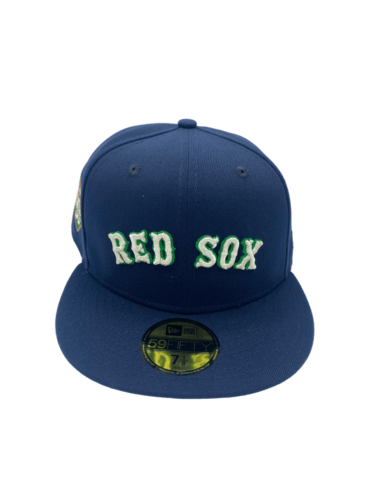 New Era Fitted Hat Boston Red Sox New Era Navy Icy Custom Side Patch 59FIFTY Fitted Hat - Men's