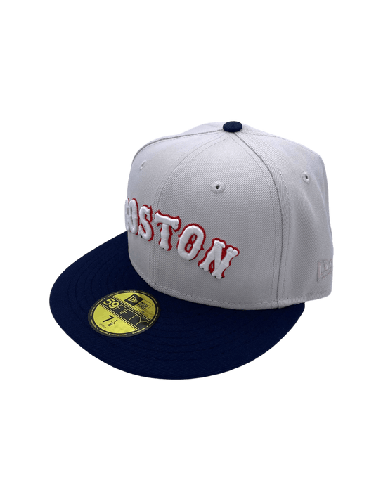 New Era Fitted Hat Boston Red Sox New Era Stone El Grande Classic Custom 59FIFTY Fitted Hat - Men's