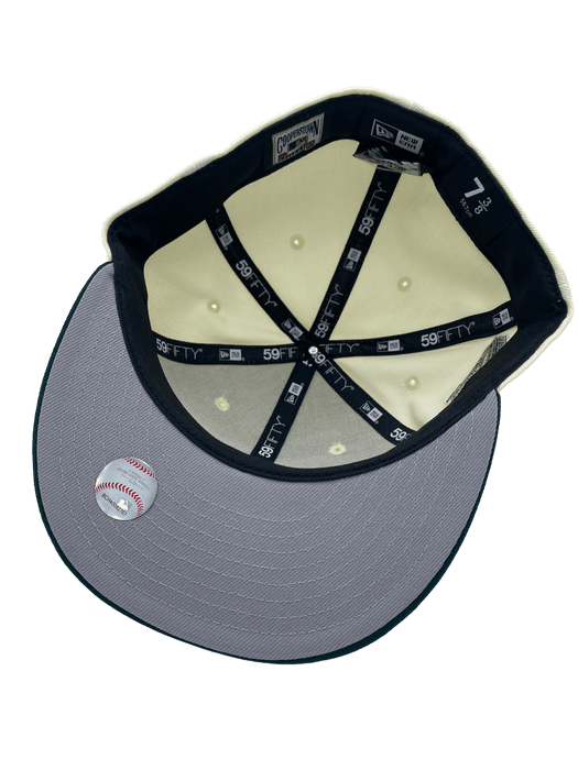 New Era Fitted Hat Brooklyn Dodgers New Era Cream/Green Custom Side Patch 59FIFTY Fitted Hat