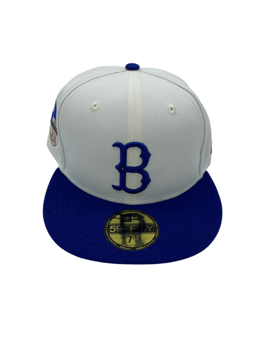 New Era Fitted Hat Brooklyn Dodgers New Era Off White Retro Side Patch 59FIFTY Fitted Hat