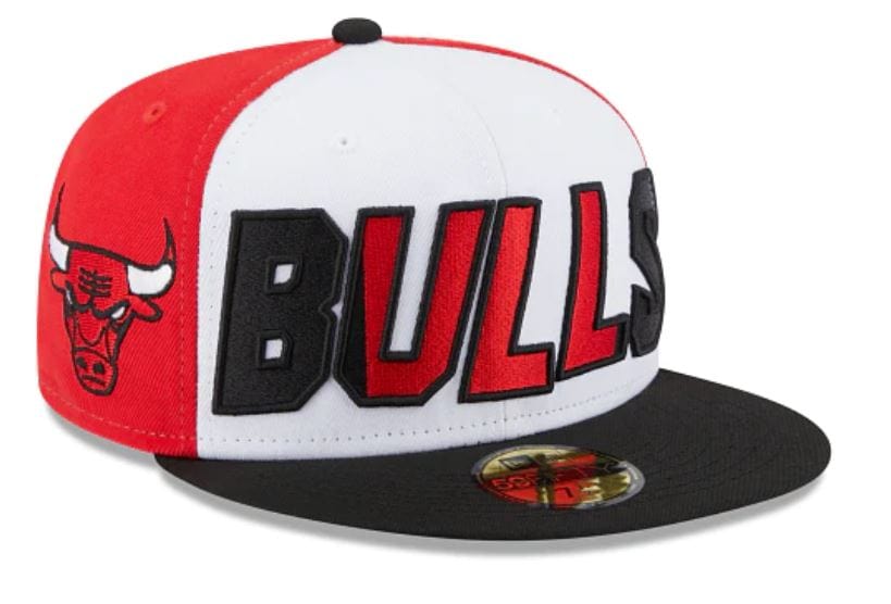 Chicago Bulls New Era White Back Half Side Patch 59FIFTY Fitted Hat