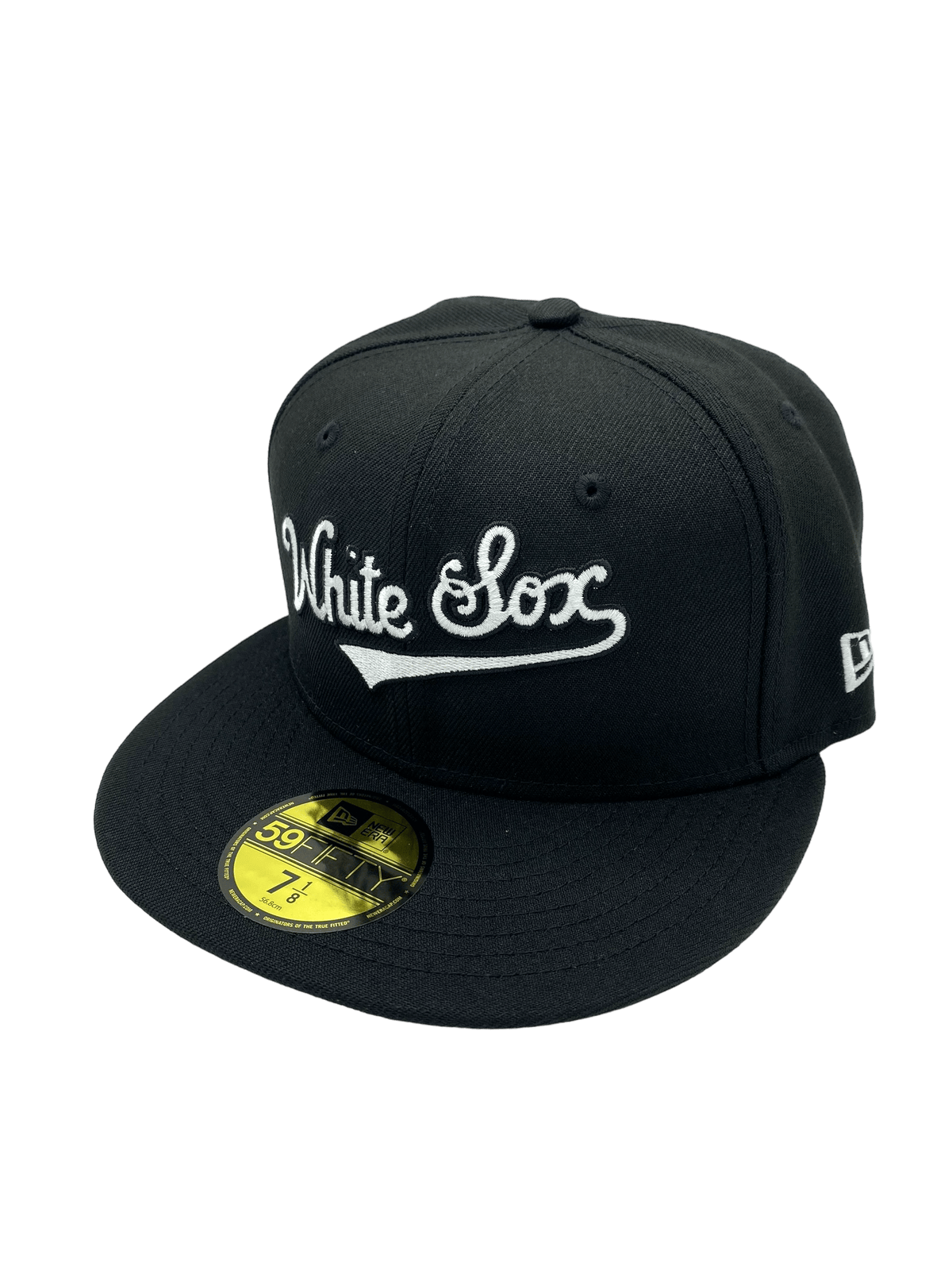 Chicago White Sox New Era Black/White Scripts 59FIFTY Fitted Hat Men
