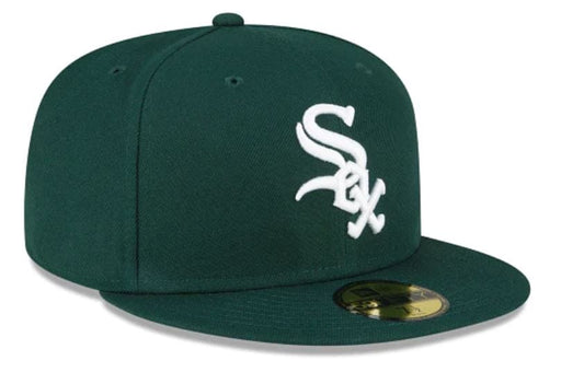 New Era Fitted Hat Chicago White Sox New Era Dark Green Side Patch 59FIFTY Fitted Hat